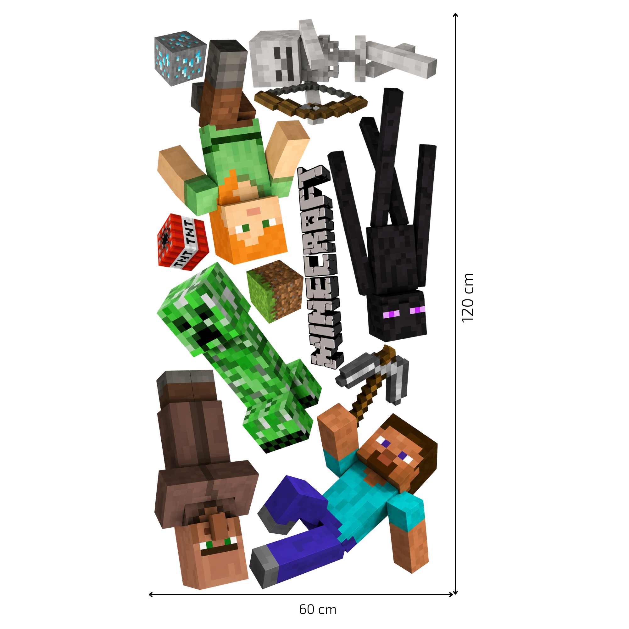 Textilná nálepka na stenu do detskej izby - Minecraft postavičky